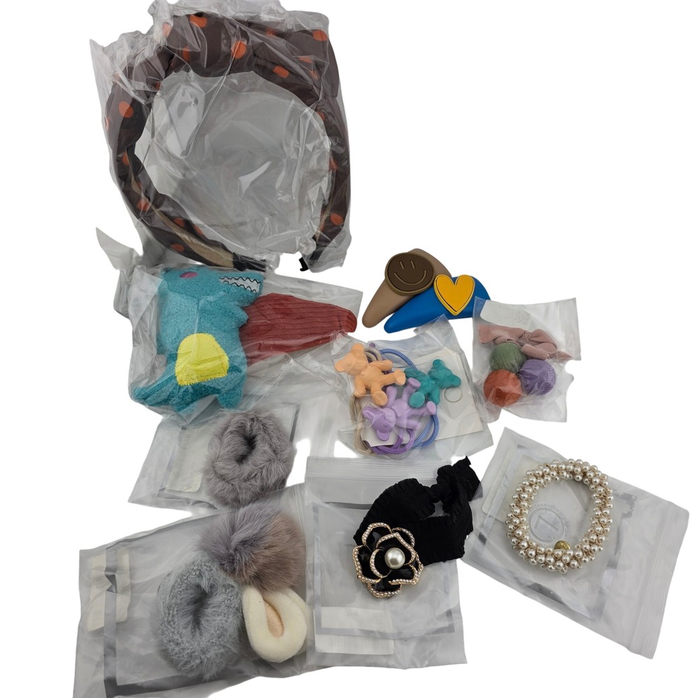 Hair Accessory 10 Piece Lot Headband Scrunchie Clips Girls NEW Dinosaur Heart